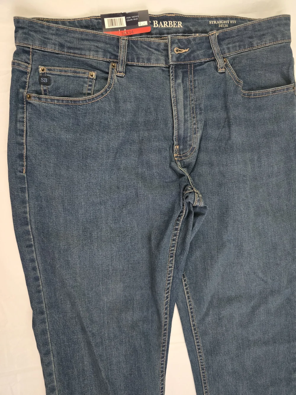 Scott Barber Straight Fit Medium Wash Blue Denim Stretch 5Pocket Jeans 34x34 NWT